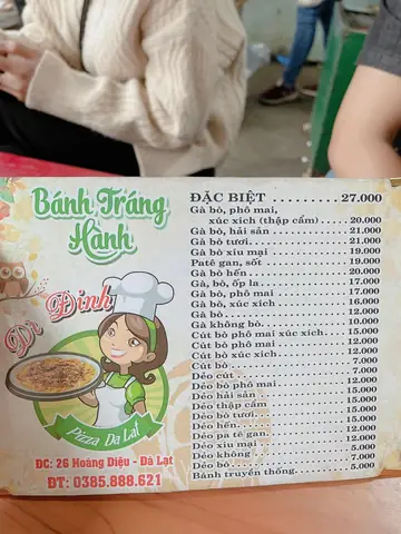 Khám Phá Bánh Tráng Nướng Dì Đinh Đà Lạt: Địa Chỉ, Menu, Giá & Review Chi Tiết 58 Khám Phá Bánh Tráng Nướng Dì Đinh Đà Lạt: Địa Chỉ, Menu, Giá & Review Chi Tiết