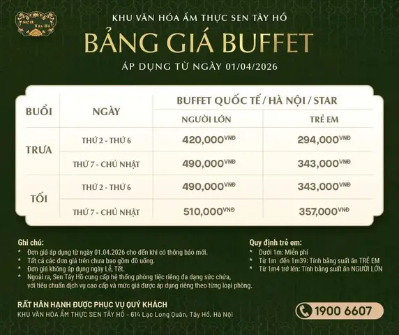 Giá Buffet Sen Hồ Tây: Cập Nhật Mới Nhất & Thông Tin Chi Tiết 2024