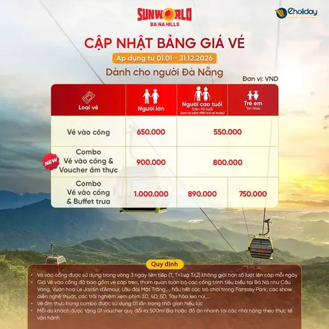 Giá Vé Bà Nà Hills Hôm Nay: Cập Nhật Chi Tiết 2026 & Ưu Đãi Mới Nhất