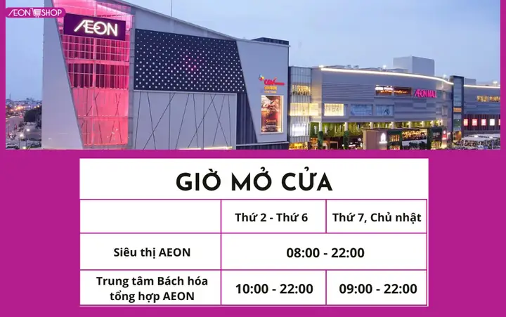 Giờ Mở Cửa Aeon Tân Phú: Chi Tiết Thời Gian Hoạt Động Mới Nhất 2024 Giờ Mở Cửa Aeon Tân Phú: Chi Tiết Thời Gian Hoạt Động Mới Nhất 2024