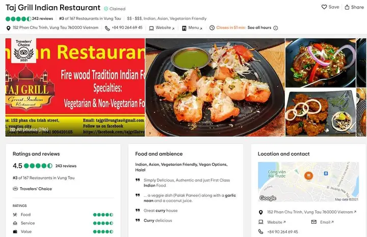 Taj Grill Vũng Tàu: Review, Địa Chỉ, Thực Đơn & Đánh Giá Chi Tiết